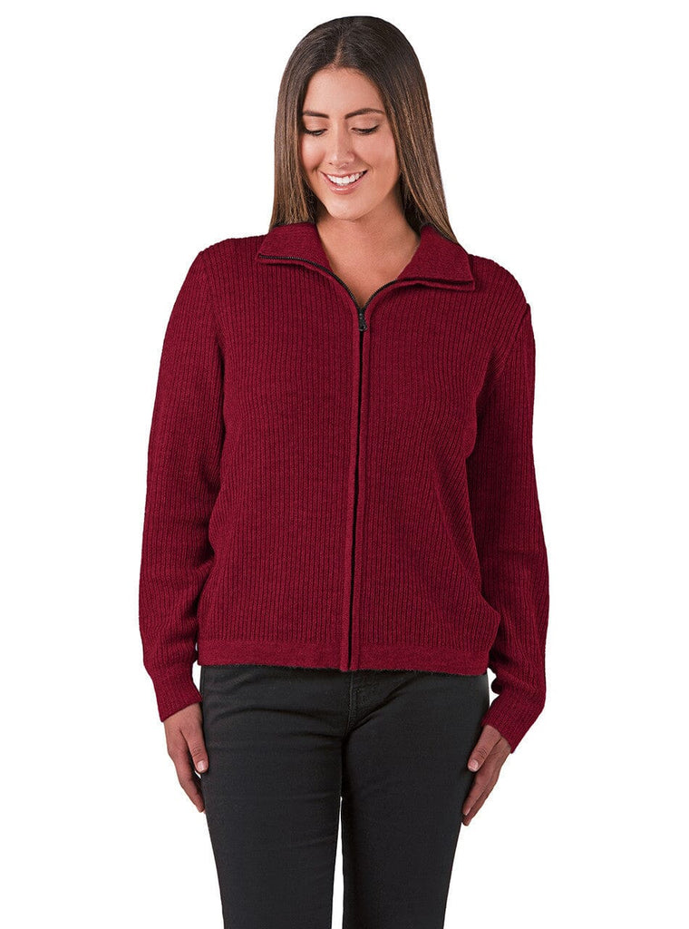 21st Century Women's Zip Front Cardigan Clothing Smooth Alpaca Fashion Medium Cranberry 