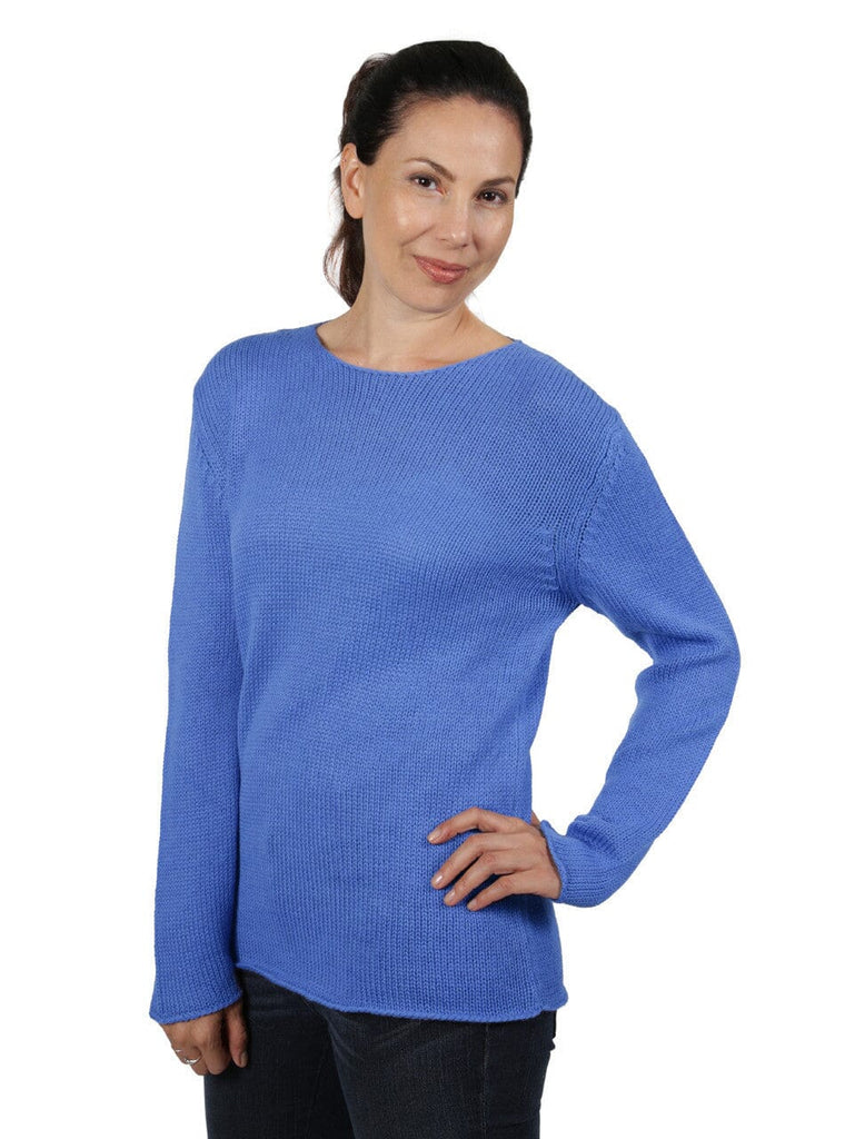 Baby Alpaca Boatneck Pullover Clothing Smooth Alpaca Fashion Medium Blue 