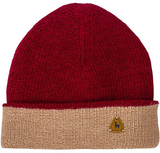 Alpaca Hat English Knit Winter Hat Alpaca Classic Burgundy - Beige 